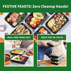 Meal Prep Containers, 50 Pack 58oz (100-Piece) Disposable Take Out Food Storage Containers with Leakproof Lids, Large Plastic To Go Lunch Boxes, BPA Free, Microwave/Dishwasher/Freezer Safe