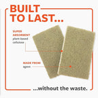 Full Circle Heavy Duty Scrubber Sponge – Robust Agave Leaf & Plastic-Free Cellulose – Dual-Sided Dish Sponge for Cast Iron, Grill Grates & Oven Racks, 6 Pack