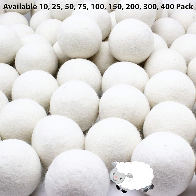 Wooland Wholesale Bulk Laundry XL Premium Wool Dryer Balls - 100% New Zealand Organic Wool Natural Fabric Softener for Sensitive Skin, Babies (100 Count)