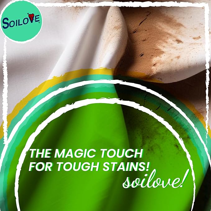 Stain Remover for Clothes – Soilove (128oz) – Powerful Triple-Acting Formula Clings, Penetrates and Lifts Tough Stains like Blood, Grease, Grass, & More – Prewash for Clothes