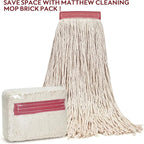 MATTHEW CLEANING 16oz 12Pack Cotton Mop Head Replacement,Cotton Looped-Open String Heavy Duty String Mop Refills, Universal Headband Blend,Floor Cleaning for Home, Industrial and Commercial Use(White)