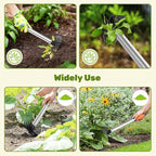 Weed Puller Tool 2 Pack, 2 in 1 Manual Weeding Rake and Garden Hoe, 17" Uprooting Weeder Remover Tool for Yard Lawn Patio and Garden, Portable Gardening Hand Tools for Veggies Flower Planting
