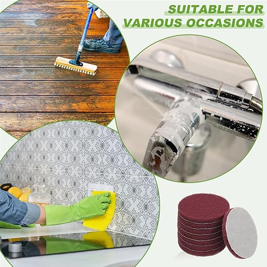 Power Scrub Pads, Scrubbing Pads 320 Grits Scouring Discs - Fitting for (Home Kitchen Cleaning - Drill Attachment - Scrubber Replacement) 16 Pcs & 4 Inch & Red