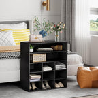 Garden 4 you Shoe Rack Organizer, 5-Tier Wood Cubby Shoe Rack with 2 Storage Shelf and 9 Cubbies, Shoe Organizer Cabinet for Entryway, Hallway, Closet and Garage,Black