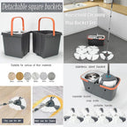 Spin Mop and Detachable Bucket Set with 5 Reusable Microfiber mop Head Dual-Chamber Water System Spining Mop Floor Cleaning Kit for Hardwood Tile Laminate Floors (Gray)