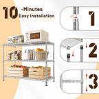 3- Shelf Metal Shelving Unit 35.6Wx14Dx36H,Adjustable Storage Shelves Heavy Duty Garage Steel Shelving for Office,Wire Rack Small Shelf for Kitchen Shelves Laundry Bathroom Pantry Closet,Chrome,2pc