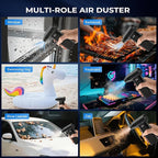 Compressed Air Duster and Vacuum 2 in 1, 180000RPM Powerful Electric Air Duster, 100-Gear Adjustable Ultra Brushless Motor, 8000mAh Rechargeable Air Blower for Computer, Electronics, Car, Home