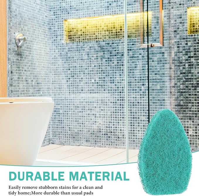 Baderke 4 Pcs Tub Tile Scrubber Cleaning Brush Pads (Without Handle) Compatible with Qaestfy Non-Scratch Scouring Pads Scrub Brush for Shower Bathroom Buildup Toilet Wall Floor(Green)