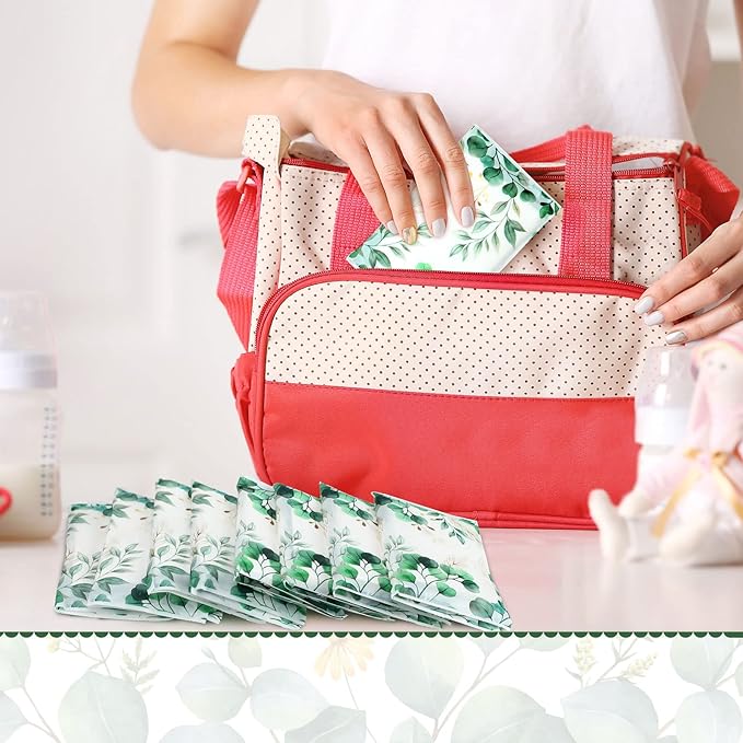 Geyee 50 Packs Facial Tissue Travel Packs Disposable Pocket Tissues for Wedding Guest Travel School Purse Home Supplies, 500 Sheets 3 Ply(Eucalyptus Leaf)