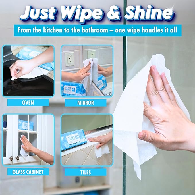 Air Jungles Glass and Window Cleaner Wipes 70 Count (Pack of 3), Extra Large 8" x 10" Size Multi-Surface Glass Cleaning Wipes for Car Windshield, Headlight, Mirror, Tile, and Household Appliance
