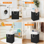 TasticTotes laundry basket 3-Pack, laundry hamper, Hamper with handles, collapsible laundry baskets, Waterproof dirty clothes hamper, Towel Storage for Home or Dorm, 88L-Black