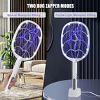 Electric Fly Swatter Rackets, 2-in-1 Handhold Bug Zapper with 3000V High Voltage, Plug-in Mosquito Killer Insect Light Trap with 3 Layer Safety Mesh Portable for Indoor Outdoor Use (2)