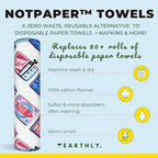 Reusable Paper Towels - 10 PACK - Roll of Washable Cotton Cloth Paper Towels - Paperless Reusable Napkins Cloth Washable - Absorbent + Long Lasting - Zero Waste Products - (Sardine Social)