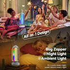 Bug Zapper with Marquee Light, Mosquito Zapper Indoor Outdoor, 4000mAh, Smart Auto On/Off Rechargeable Fly Zapper, Cordless Portable Waterproof Insect Killer for Home, Kitchen, Patio, Camping, Party