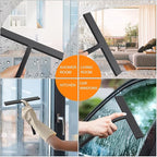All -Purpose Silicone Shower Squeegee for Shower Glass Door with Hook, Bathroom Accessories for Window Mirror Tile Car Shower Walls,Household Shower Cleaner Tool (Black, 11inch)