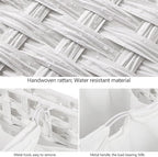 Laundry Hamper with 3 Removable Liner Bags; 132L Handwoven Rattan Laundry Basket with Lid & Heightened Feet; Clothes Hamper with Side Handles; Laundry Sorter with 3 Separate Sections (White)