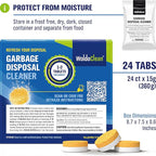 WoldoClean Garbage Disposal Cleaner and Deodorizer Tablets - 24 Pack, Foaming Sink Drain Cleaner & Odor Eliminator, Fresh Citrus Scent, 1 Year Kitchen Cleaning Supply
