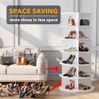 SpaceAid 6 Tier Rotating Shoe Rack Tower, Spinning Shoe Display Lazy Susan, Revolving 360 Shoe Rack Storage Round Carousel, Vertical Handbag Rotate Shoes Closet Organization (6-Tier White)