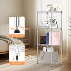 M MZG 4 Tiers Shelf Metal Storage Shelves Wire Rack Closet Organizers with Wheel for Garage Kitchen Bathroom Laundry Chrome 11.8" D x 17.7" W x 41.9" H