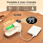 Fabric Shaver, Lint Shaver with Lint Brush, 3-Speed Sweater Shaver to Remove Pilling for Clothing, 6 Leaf Blade, LED Display, Electric Lint Remover for Furniture, Blanket, Couch (Beige)