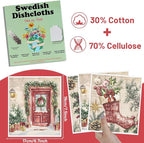 Christmas Swedish Dishcloths for Kitchen, 6 Pack Vintage Santa Claus Snowman Reusable Paper Towels Housewarming Gifts for Women, Xmas Absorbent Dish Rags for Home Cleaning