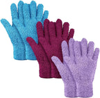 Patelai 3 Pairs Microfiber Plant Dusting Gloves Leaf Cleaning Gloves for Indoor Plants, Blinds, Furniture, House (Black,Brown,Dark Brown,Small)