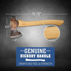 COUNCIL TOOL Wood-Craft Camp Carver Axe - 1.7 lbs Bushcraft Axe with 16" Curved Hickory Handle & Leather Sheath - WC17CCA16C