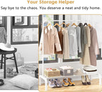 Clothes Rack Metal Clothing Rack with Bottom Shelf Garment Rack for Hanging Clothes Shirts Jeans and Coats White