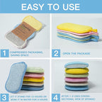 Dish Sponge Kitchen Sponges,Scrub Sponges,Double Sided Cleaning,Non Scratch,Ultra fine Fiber Wiping+Stainless Steel Wire to Remove Stubborn Stains,Durable Thickening (Large 12-Pack)