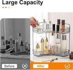INVSSENE Corner Bathroom Countertop Organizer, 2 Tiers Vanity Trays for Counter, Makeup Organizers, Perfume Tray, Kitchen Spice Rack, Smoky Gray