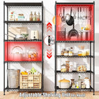 Romorgniz 5-Tier Shelf 1010LBS Storage Shelves Adjustable Wire Shelving Metal Shelving Unit Storage Rack for Kitchen Pantry Closet Laundry School Commercial 59.4" Hx21.5 W x13.6 D