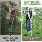 REAPALOT Lawn Leveling Rake, Lawn Leveler with Stainless Steel Long Handle, Heavy Duty Yard Level Tool for Leveling Soil, Sand Or Dirt Surfaces, Gardening Gloves Gift Included (30x10in)