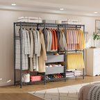 Golpart Coat Rack Clothes Wardrobe：Closet Organizer and Storage Clothing Garment Rack with Shelves Heavy Duty for Hanging Clothes Portable Adjustable Black 15.8" DX69 WX76.75 H