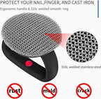 Cast Iron Cleaner Scrubber+Tray with Handle, Welded Chainmail Scrubber for Pan Pot Grill Oven Wok Cleaning- Small Ring Chain Scrub Metal Scraper Brush Iron Skillet Steel Wool Scrubber Steel Sponge