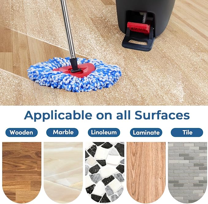 Matthew Cleaning 3Pack Blue Microfiber Spin Mop Replacement Head Compatible with EasyWring Spin Mop Replace Head-EasyWring High Absorbency,Machine Washable,Microfiber Spin Mop Refills