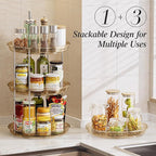 LAMU 2 Tier Lazy Susan Turntable Organizer 10.6'' Rotating Spice Rack Organization for Cabinet, Kitchen, Pantry, Countertop, Bathroom, Vanity, Medicine Cabinet Organizer, Amber