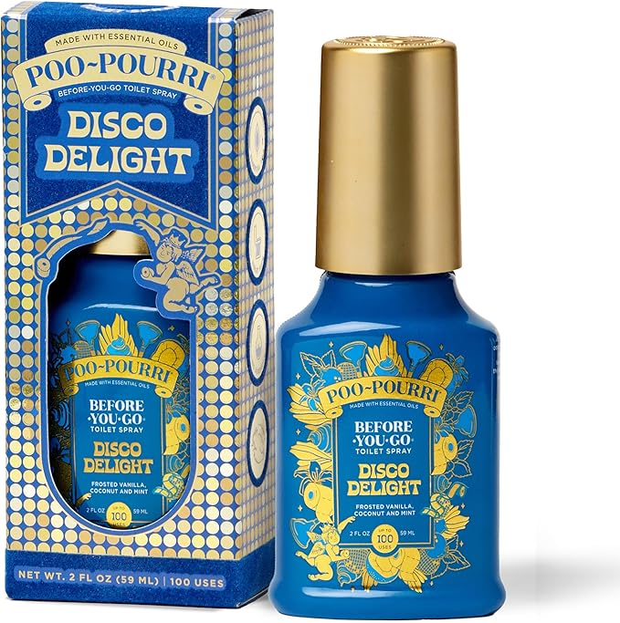 Poo-Pourri Holiday Before-You-Go Toilet Spray, Disco Delight, 2 Fl Oz – Frosted Vanilla, Coconut and Mint