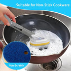 8 Packs Dish Wand Replacement Sponge Scouring Pad Heads Refills Compatible with Scrub Daddy, Scrub Sponge for Detachable Dish Scrubber Brush with Cut Out for Soap Dispensing, for Kitchen Cleaning