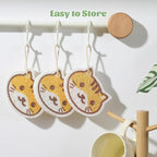 JOYMOOP Cartoon Kitchen Sponge, Cellulose Sponges for Cleaning, 4 Pack Non-Scratch Sponges for Dishes, Reusable Sponge for Household Cleaning - Kitten Pattern