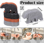 Tioncy 12 Pack Rustic Bear Kitchen Sponges Bulk 4 Colors Cute Dual Sided Scrubber Brown Black Bear Sponges Reuseble Dishwashing Kitchen Cleaning Accessories for Cookware Pot Boiler Pan Household