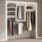 MODCART Tall Hanging Closet Unit, Modular Closet System, Wood Closet System Organizer with Storage for Walk In Closets, Clothing Rack Wardrobe Closet for Hanging Clothes, Bedroom, White, 28.5"W
