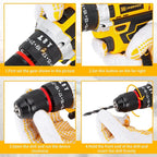 21V Tool Kit with Drill, 120PCS 21V Cordless Drill Set with 3/8" Keyless Chuck of Metal & 25+3 Clutch with Impact, 2 x 2.0Ah Battery & Fast Charger, Max Torque 45Nm, 2-Variable Speed