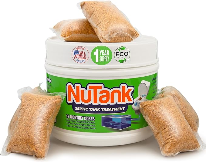 Septic Tank Treatment - 12 Dissolving Packets - 1 Year Supply of Septic Safe Enzyme Producing Packets - Helps Protect Against Costly Septic Backups - Made in USA