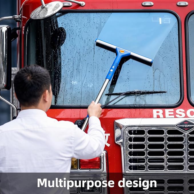 Professional Window Cleaning kit, 2-in-1 Window Squeegee with 122" Extension Poles, Suitable for Indoor & Outdoor Windows, High Glass, High Windows, Multi-Purpose Car Windshield Cleaning