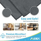 AIDEA Microfiber Cleaning Cloth Grey 12PK, Microfiber Towels for Cars, Premium Car Cloths, Dusting Cloth Lint Free Cleaning Rags for SUVs, House, Kitchen, Window, Workshops,11.5×11.5"