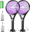 Minimoon 2Pack Electric Fly Swatter with LED Display, 2000mAh Rechargeable Fly Swatter Racket, 2500V Bug Zapper Racket Dual Modes, Mosquito Killer Lamp with 3 Layers Safety Mesh for Indoor Outdoor