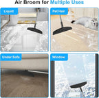 Broom with Dustpan Combo Set and Silicone Air Broom Kit, 51" Long Handle Floor Squeegee, Black Household Kit for Glass Window Rugs Pet Hair Home