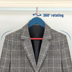 TOPIA HANGER Premium Wooden Hangers with Non-Slip Pant Bar, 360°Swivel Hook and Shoulder Notches, 16 Pack Solid Wood Clothes Hangers for Suit, Coat, Jacket, Camisole(Blue/Red)-CT35BR2
