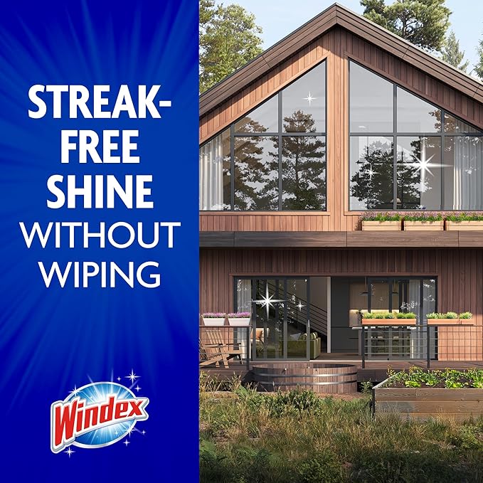 Windex Outdoor Window and Glass Cleaner for Hose Ammonia Free, Concentrated Formula for Deep Outdoor Clean, Patio Cleaner, Compatible With All Hoses, 32 Fl Oz (Pack of 8)