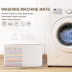 86L Large Baby Girls Laundry Basket for Nursery Storage,Cute Woven cotton Rope Baskets for Kids Toy，Gifts, Boho Square Wicker Blanket hamper for Living Room,Bedroom Dirty Clothes, White